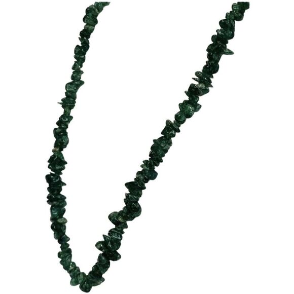 Green Malachite Chip Long Layering Necklace 32” Bohemian Boho  Natural Stone - Picture 13 of 16